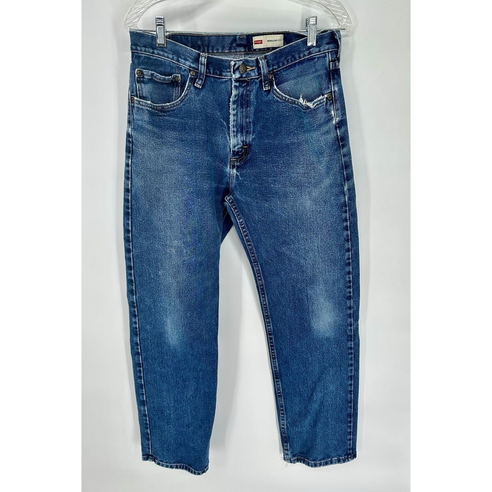 Wrangler Men's Regular Fit Jeans Blue, Straight Leg, Denim, 30x32 100% Cotton